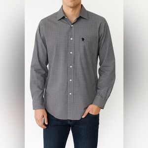 U.S. Polo Assn Slim Fit‎ Gray Pattern Dress Shirt Men’s XL 17-17.5 34/35